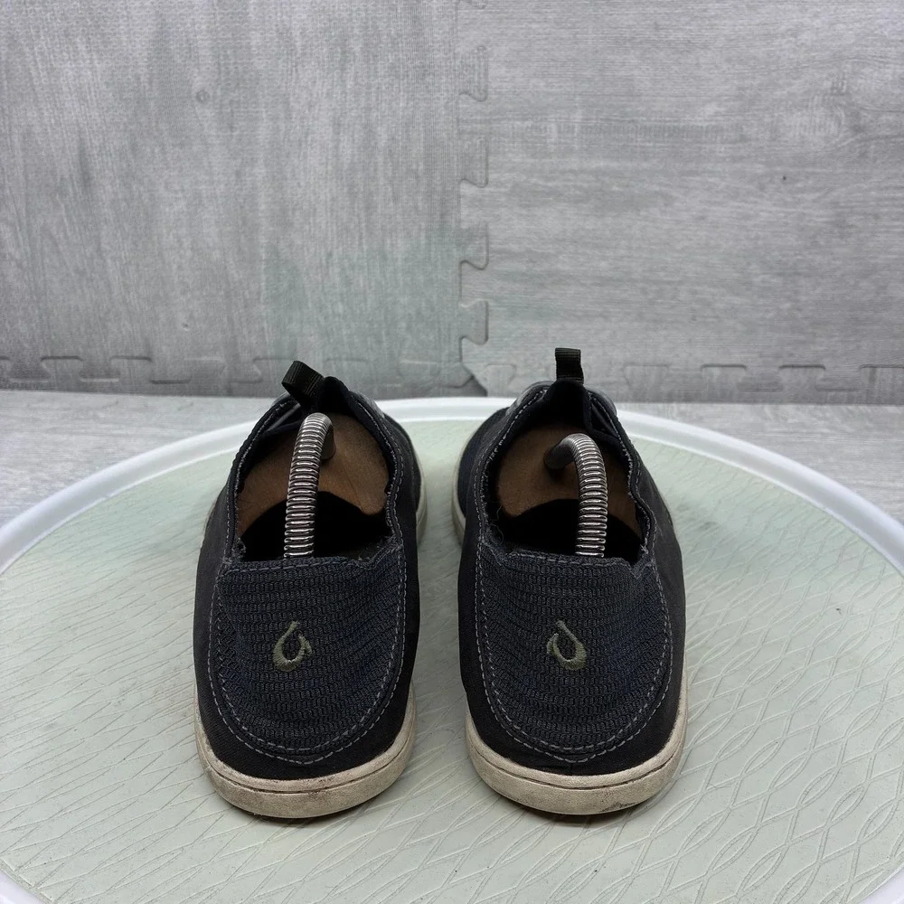 OluKai Nohea Moku Shoes Mens 9 Black Mesh Casual Boat Shoes 10283-4040